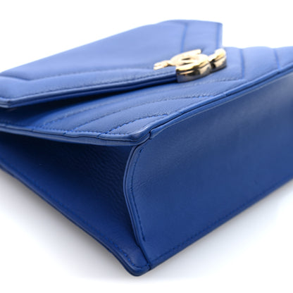 Chanel Calfskin Quilted Chevron Small Single Flap Blue 9 of 10