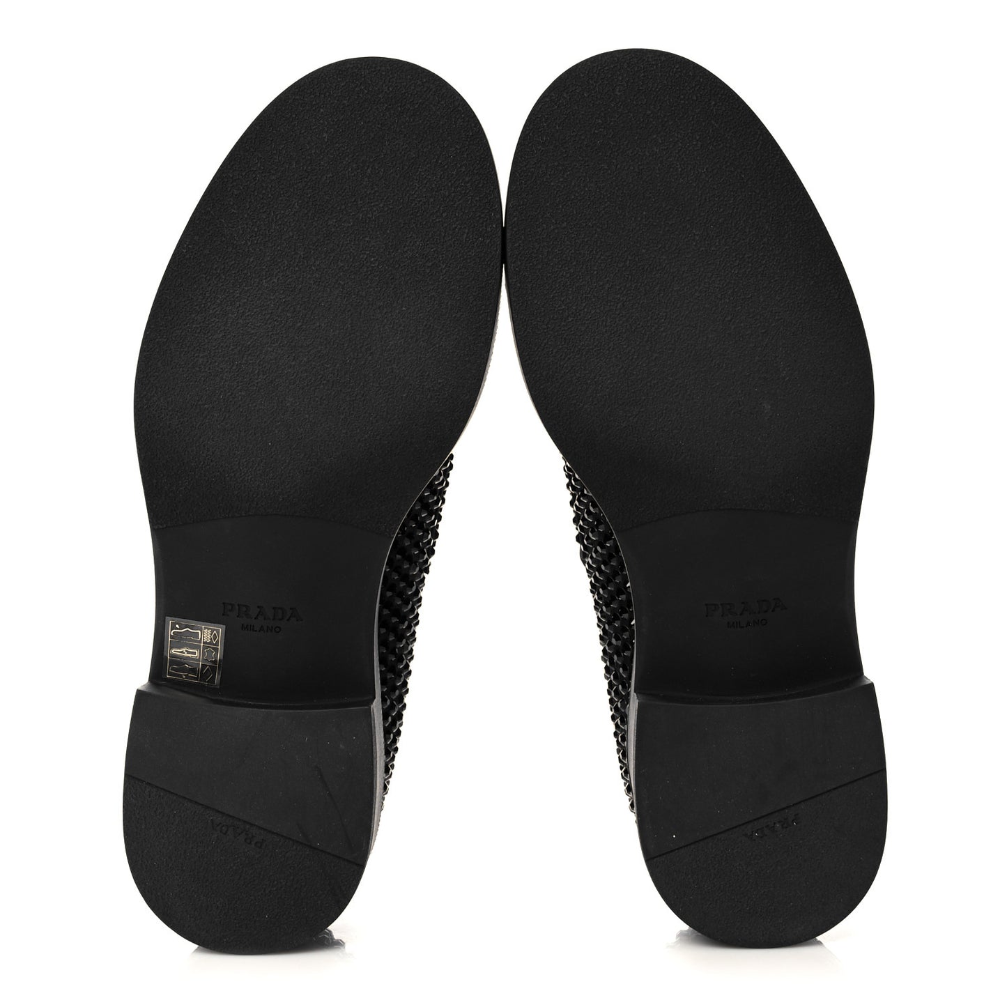 Satin Crystal Metal Triangle Logo Mens Loafers 7 Black