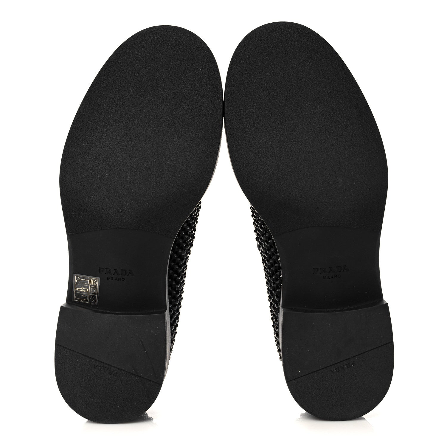 Prada Satin Crystal Metal Triangle Logo Mens Loafers 7 Black 5 of 7