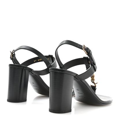 Saint Laurent Calfskin Cassandra Sandals 39 Black 5 of 8