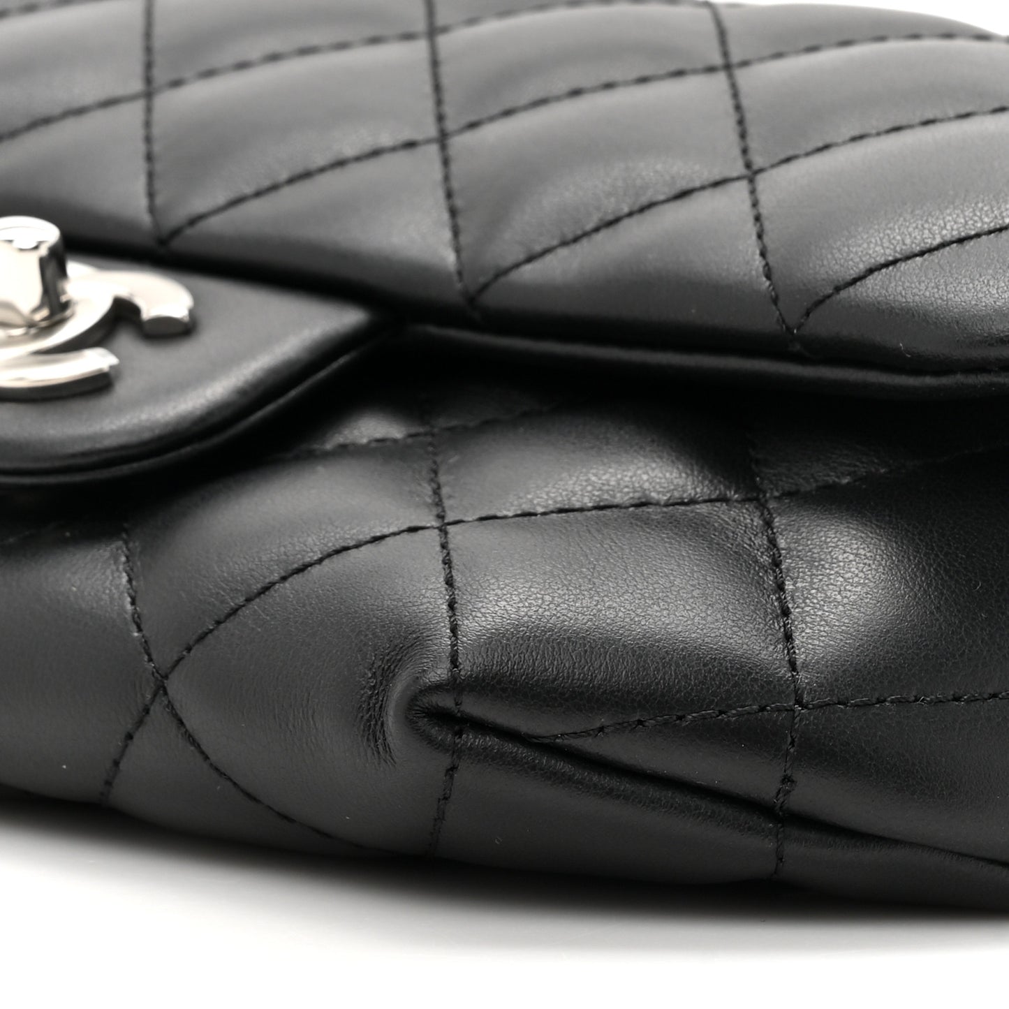 Calfskin Quilted CC Uniform Flap Belt Bag Black