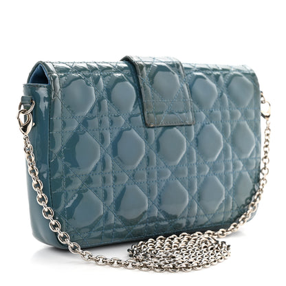 Christian Dior Patent Cannage New Lock Pouch Blue 3 of 11