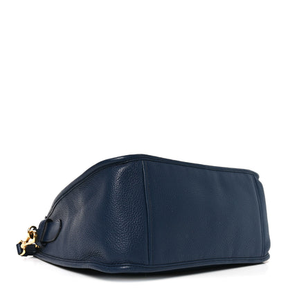 Prada Vitello Daino Soft Shoulder Bag Blue 3 of 8