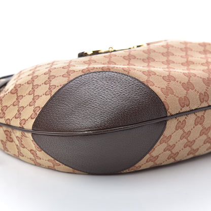Gucci Monogram Textured Dollar Calfskin Horsebit 1955 Cinch Top Messenger Bag Beige Ebony Cocoa 8 of 9