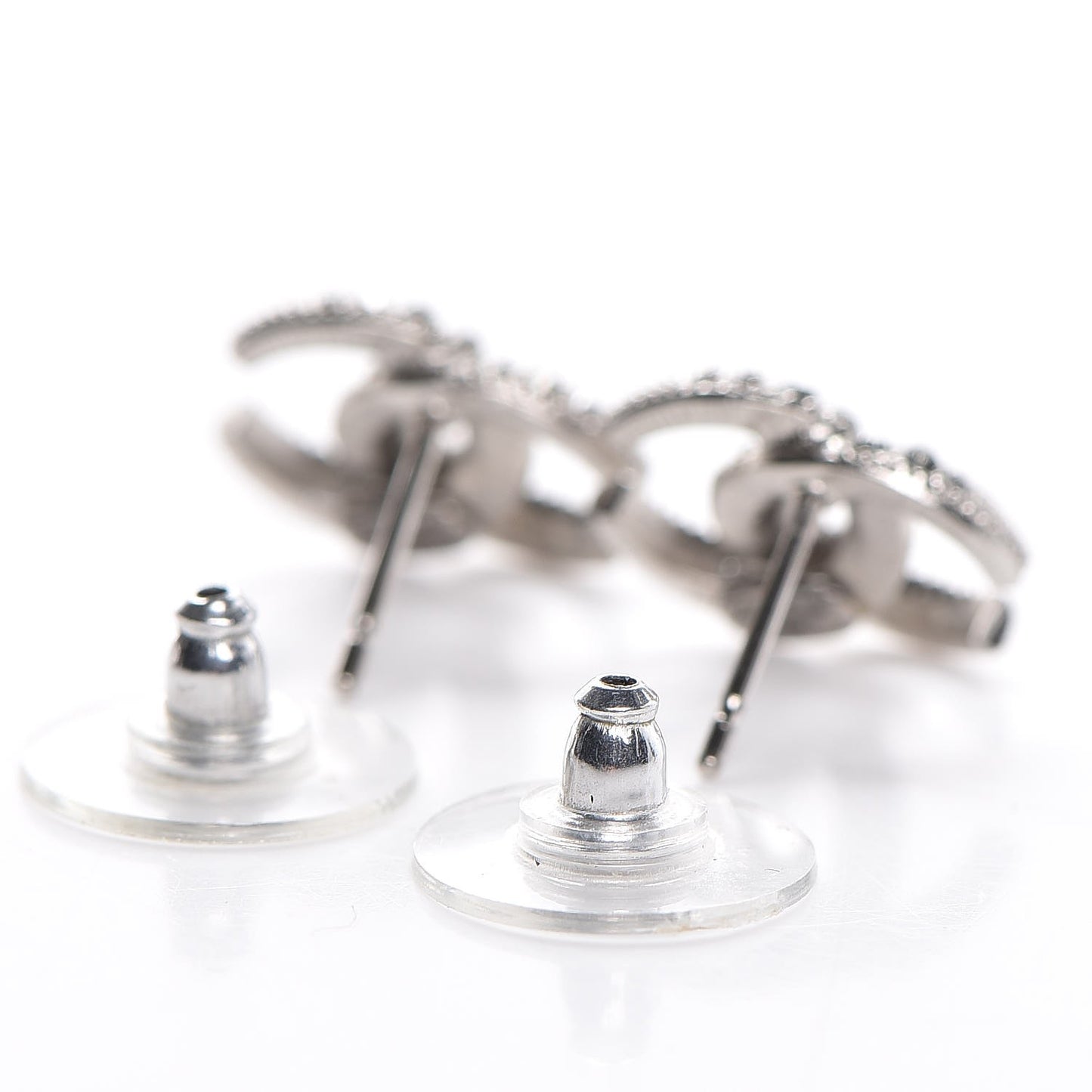 Crystal CC Moon Earrings Silver