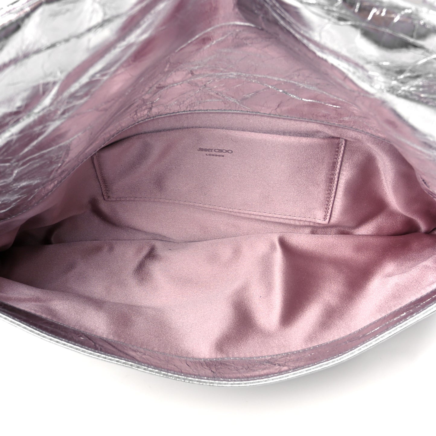 Vintage Metallic Calfskin Crystal Zandra Clutch Bag Silver