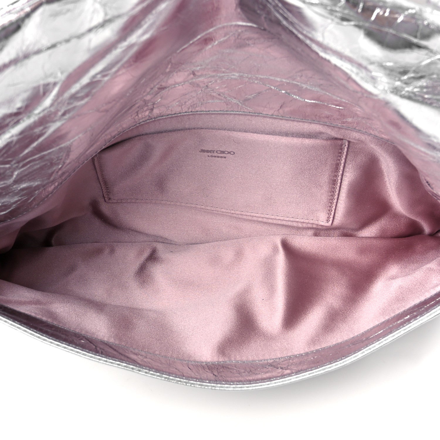 Jimmy Choo Vintage Metallic Calfskin Crystal Zandra Clutch Bag Silver 5 of 10