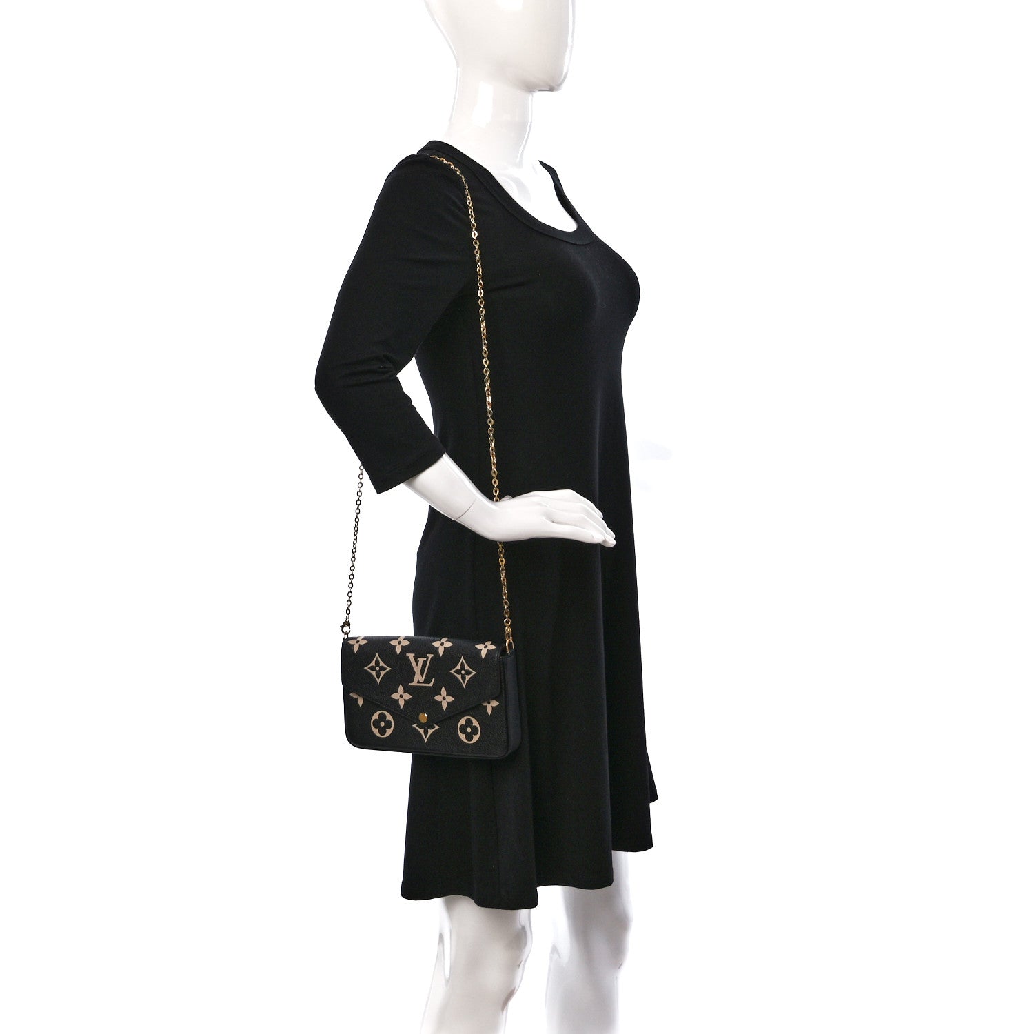 Louis Vuitton Empreinte Monogram Giant Felicie Pochette Black Beige 2 of 9