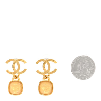 Chanel Metal Natural Stones CC Drop Earrings Gold 2 of 7