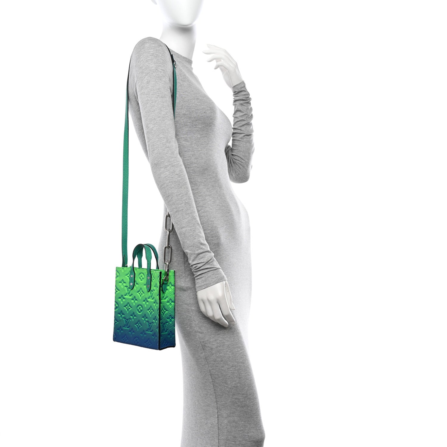 Louis Vuitton Taurillon Illusion Sac Plat XS Bleu Vert 3 of 9