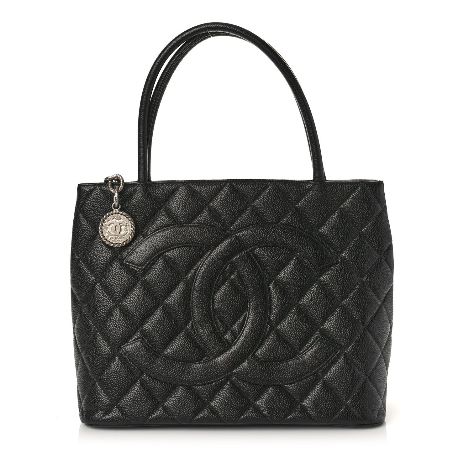 Caviar Quilted Medallion Tote Black