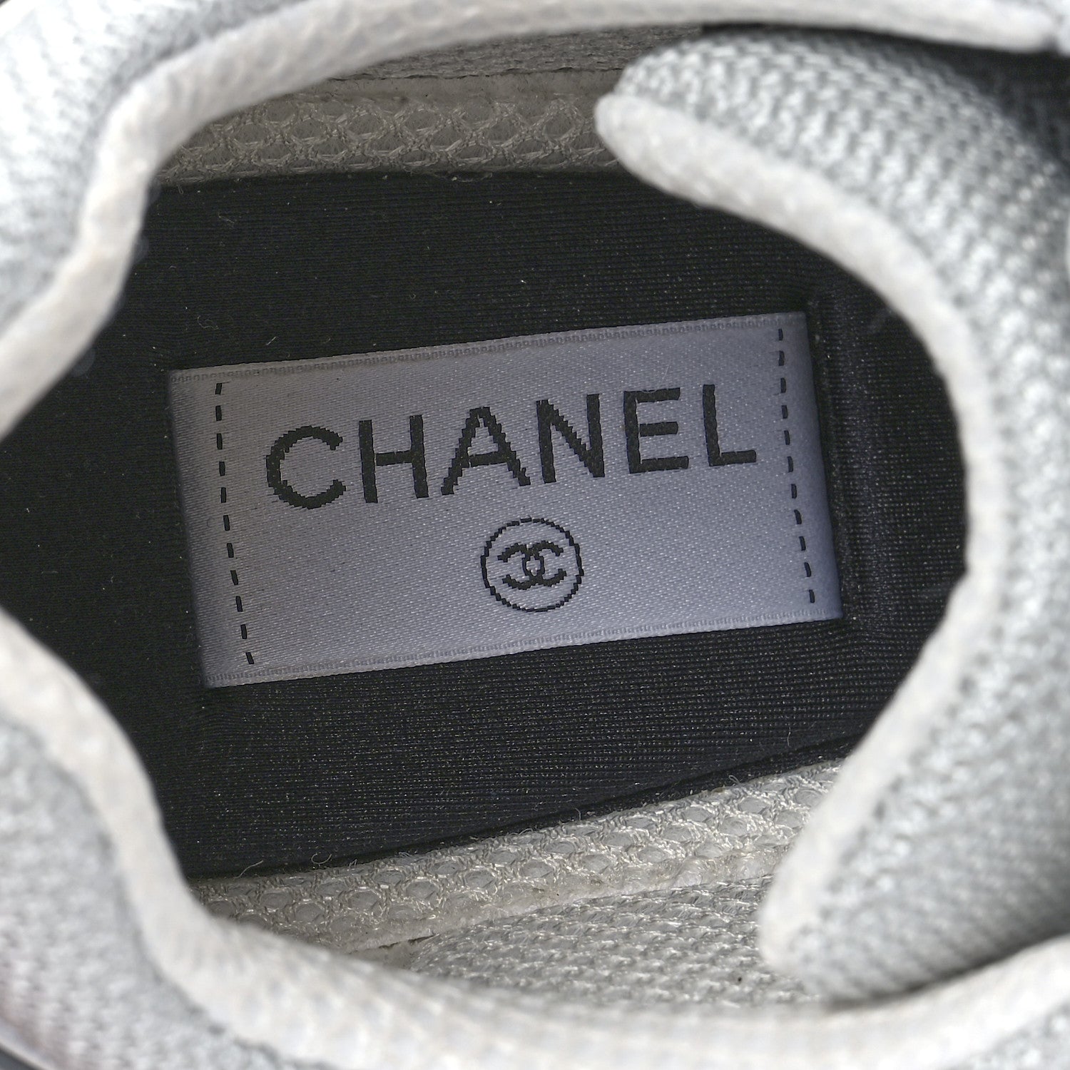 Chanel Mesh Suede Calfskin Womens CC Sneakers 40 White Silver Light Grey 6 of 8