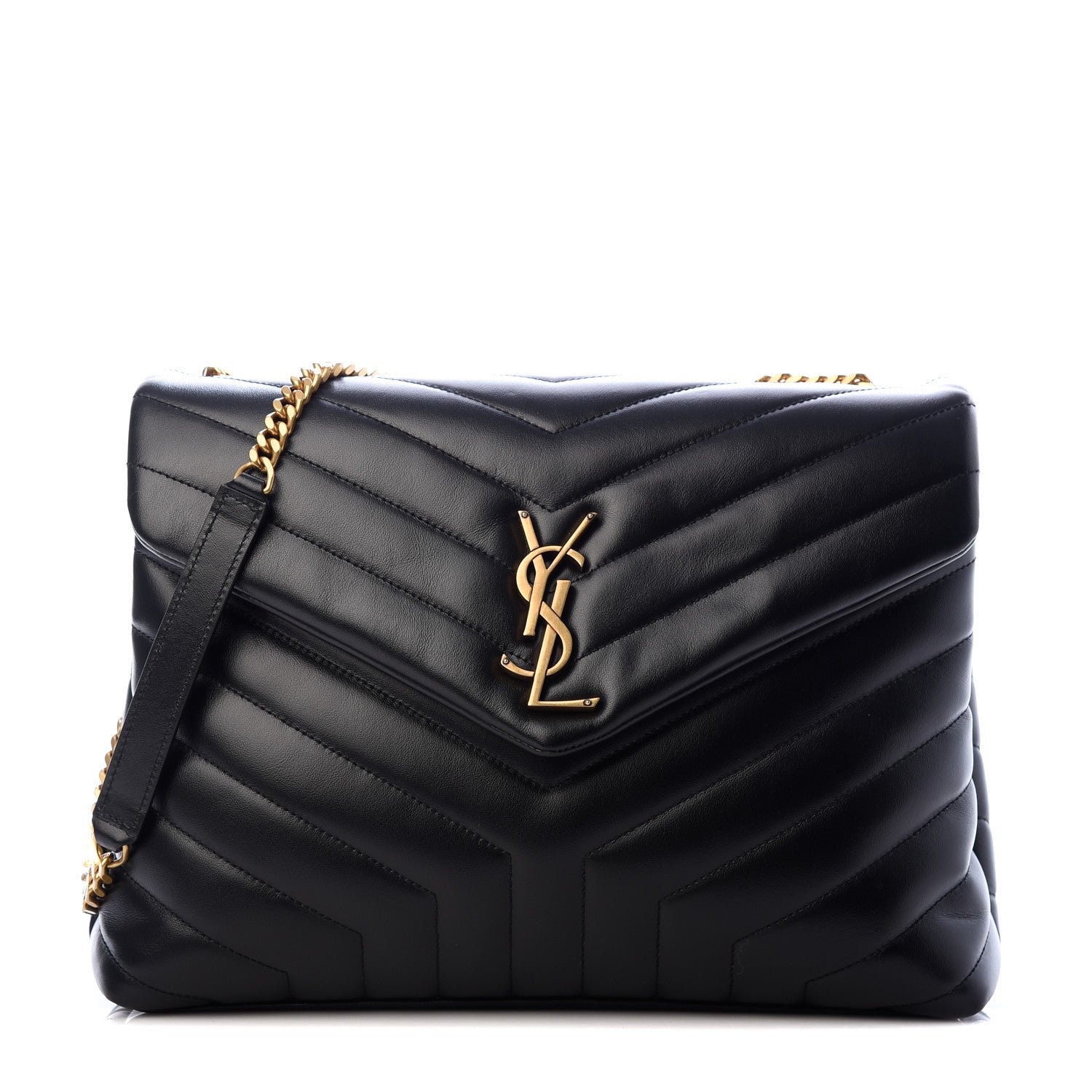 Saint Laurent Calfskin Y Quilted Monogram Medium Loulou Chain Satchel Black 1 of 10