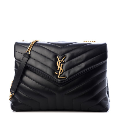 Saint Laurent Calfskin Y Quilted Monogram Medium Loulou Chain Satchel Black 1 of 10