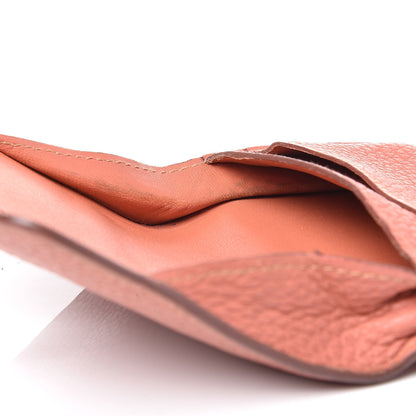 Hermes Taurillon Clemence Dogon Card Case Rose Thè 16 of 18