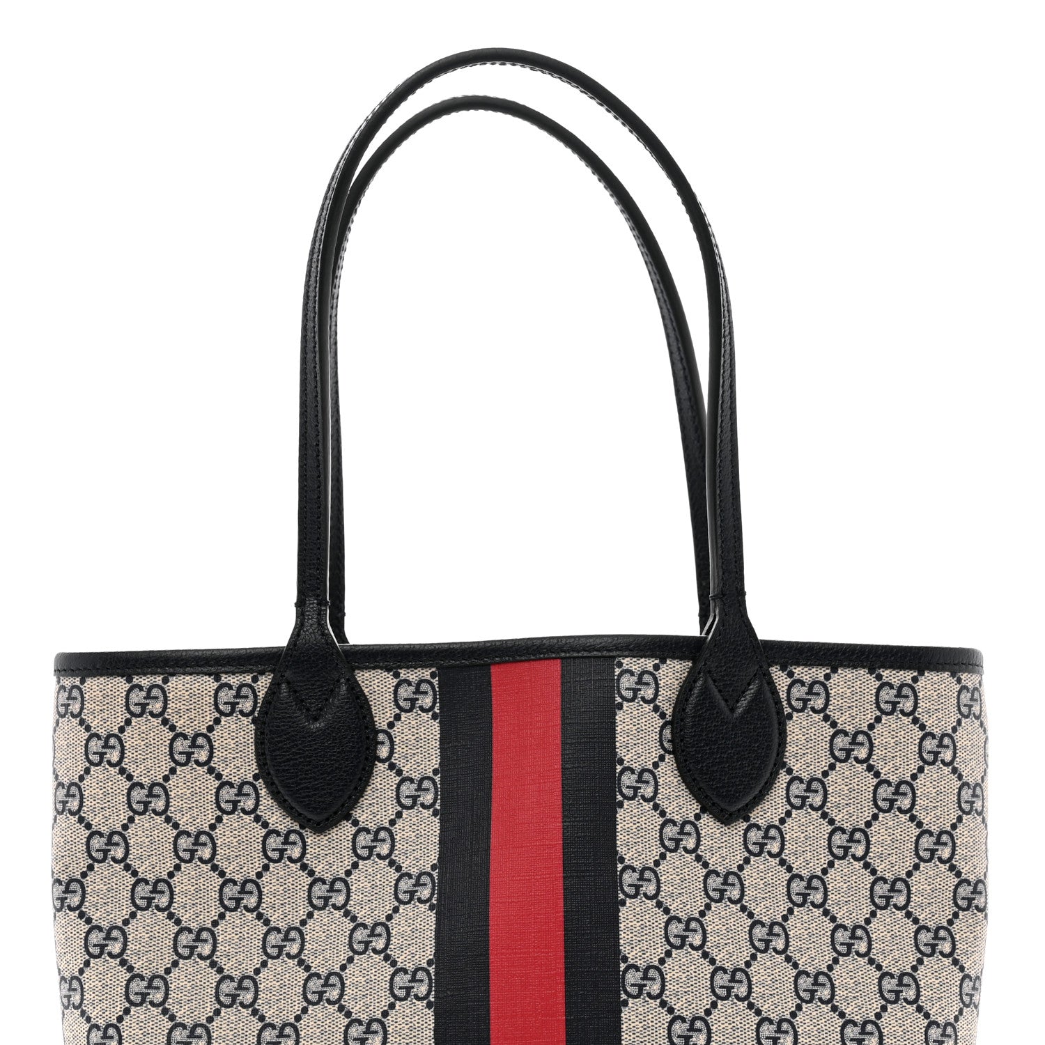 Gucci GG Supreme Monogram Textured Dollar Calfskin Web Small Ophidia Tote Beige Blue 5 of 10
