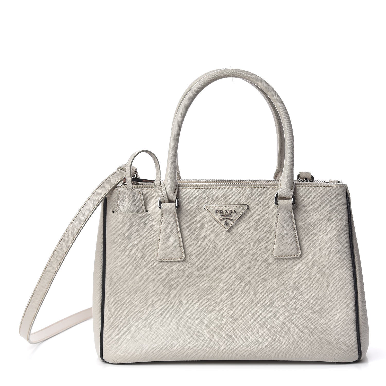 Prada Saffiano Small Galleria Double Zip Tote Talco Black 1 of 19