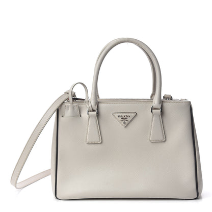 Prada Saffiano Small Galleria Double Zip Tote Talco Black 1 of 19
