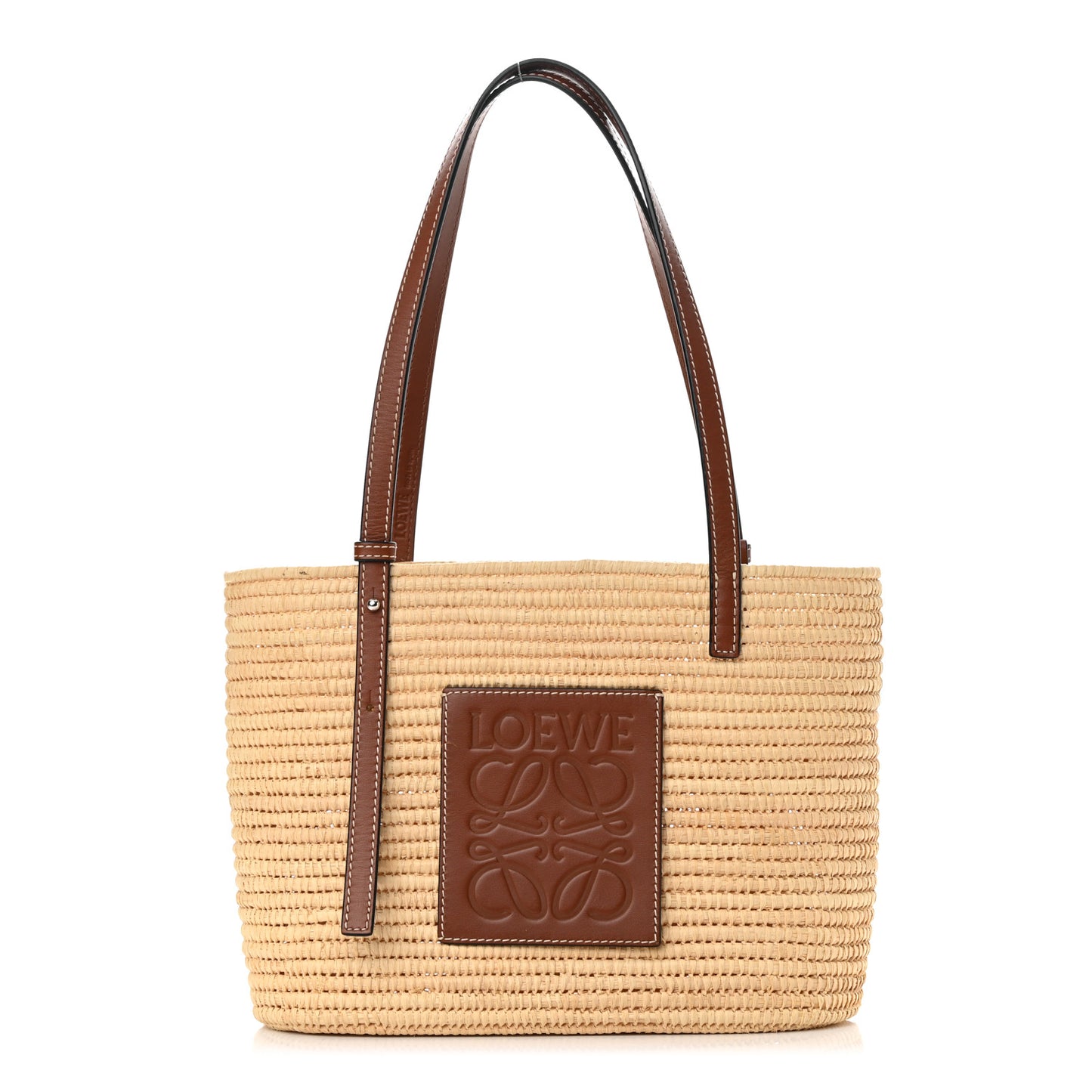 Raffia Small Square Basket Tote Bag Natural