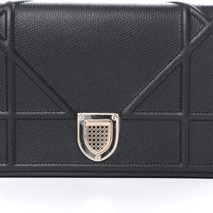 Christian Dior Grained Calfskin Diorama Wallet on Chain Pouch Black 11 of 12