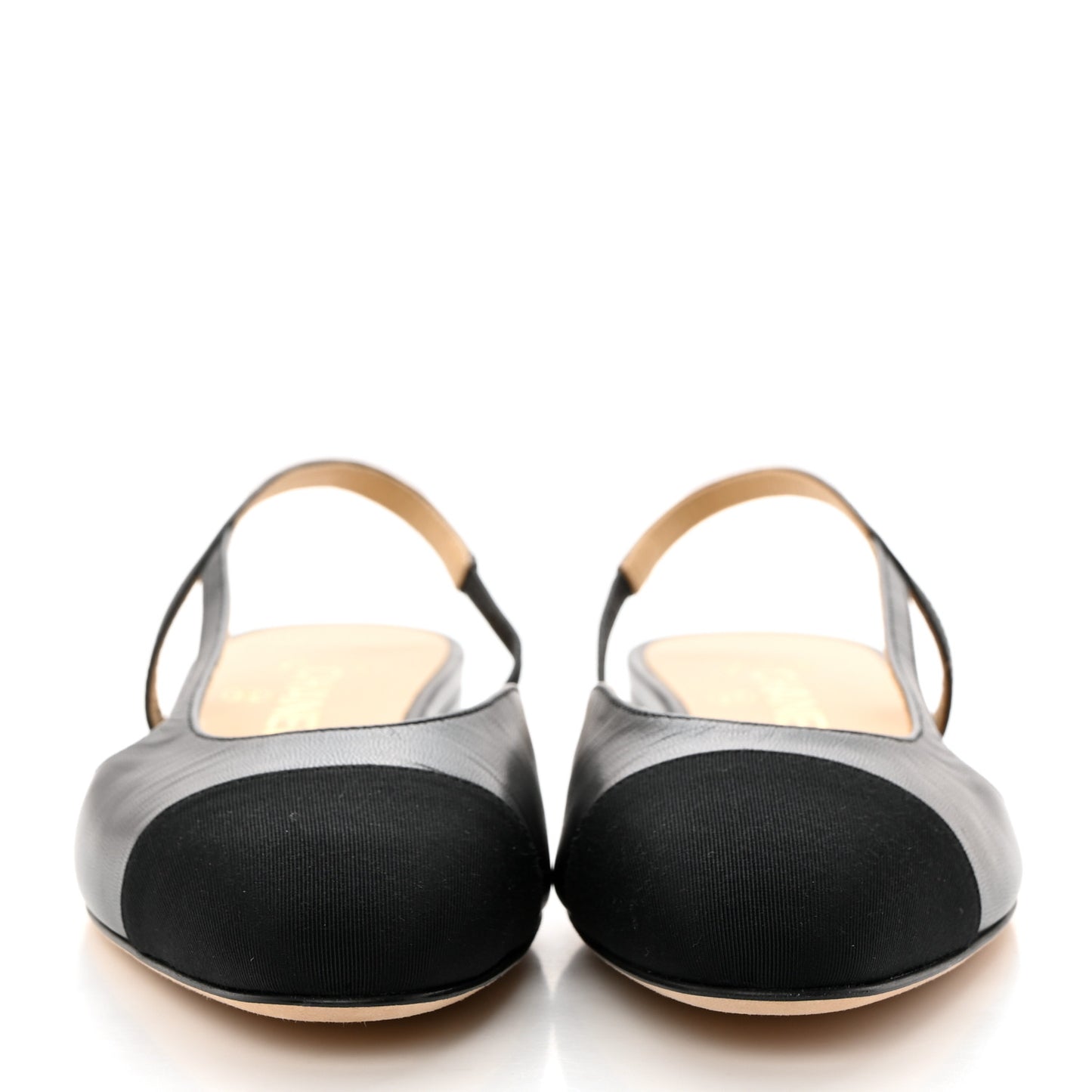 Goatskin Grosgrain CC Slingback Flats 38.5 Black