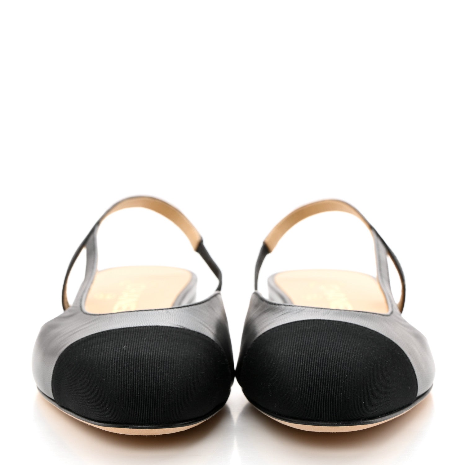 Chanel Goatskin Grosgrain CC Slingback Flats 38.5 Black 2 of 9
