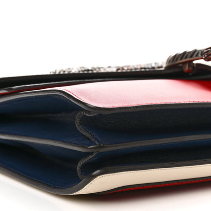 Gucci Calfskin Bee Embroidered Medium Dionysus Shoulder Bag White Blue Hibiscus Red 9 of 13