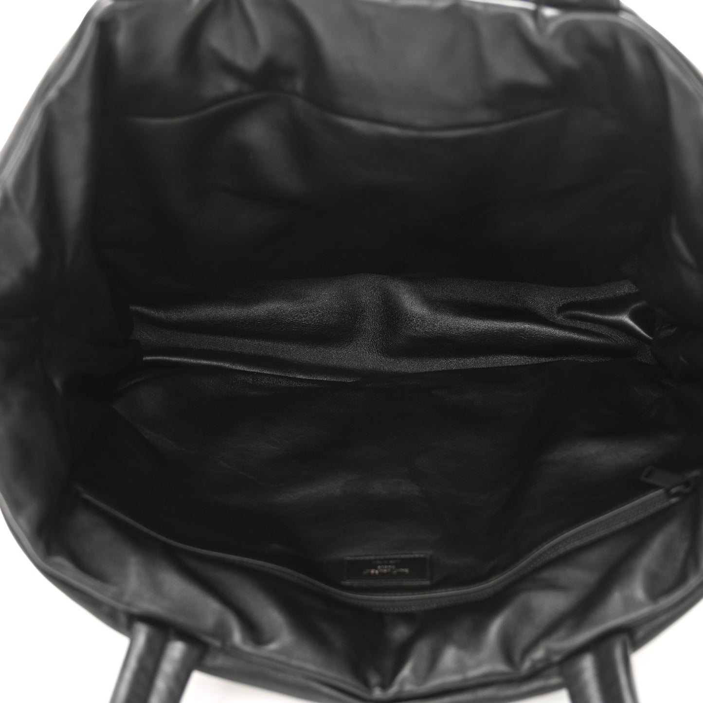 Lambskin Wide Puffer Tote Black