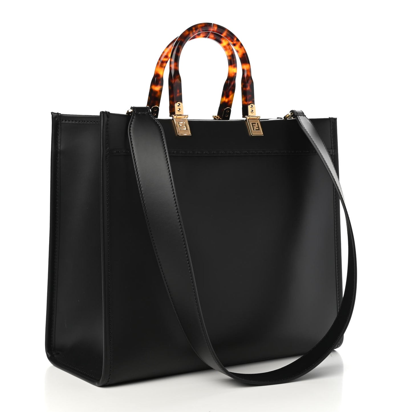 Vitello King Plexiglass Medium Fendi Sunshine Shopper Tote Black
