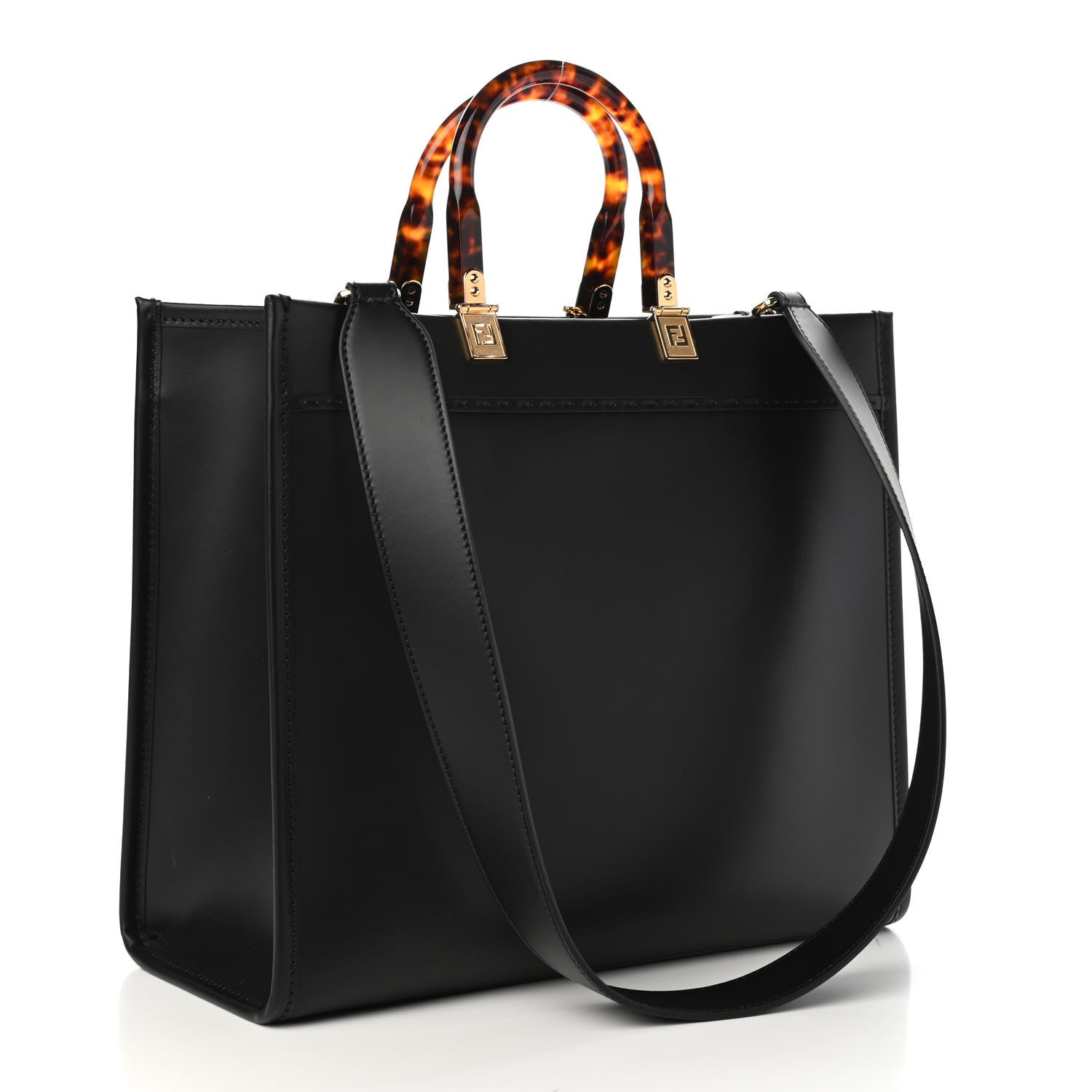 Fendi Vitello King Plexiglass Medium Fendi Sunshine Shopper Tote Black 3 of 10