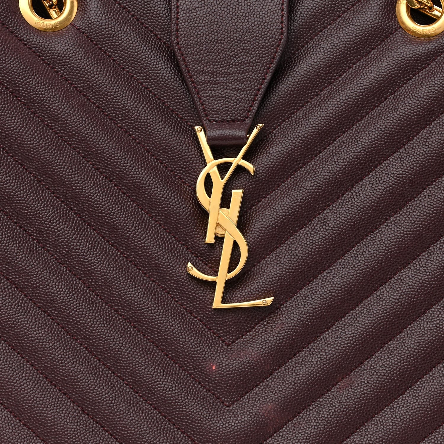 Saint Laurent Grain De Poudre Matelasse Chevron Large Monogram Shopping Bag Amarena 8 of 13