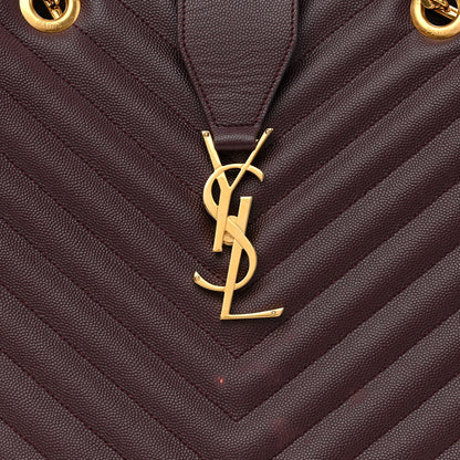 Saint Laurent Grain De Poudre Matelasse Chevron Large Monogram Shopping Bag Amarena 8 of 13