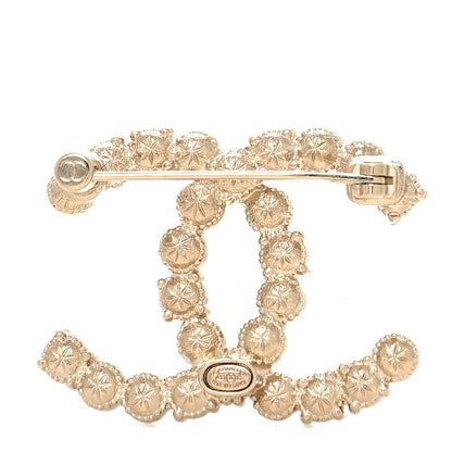 Chanel Pearl Crystal CC Brooch Gold Pearly White Purple 3 of 4