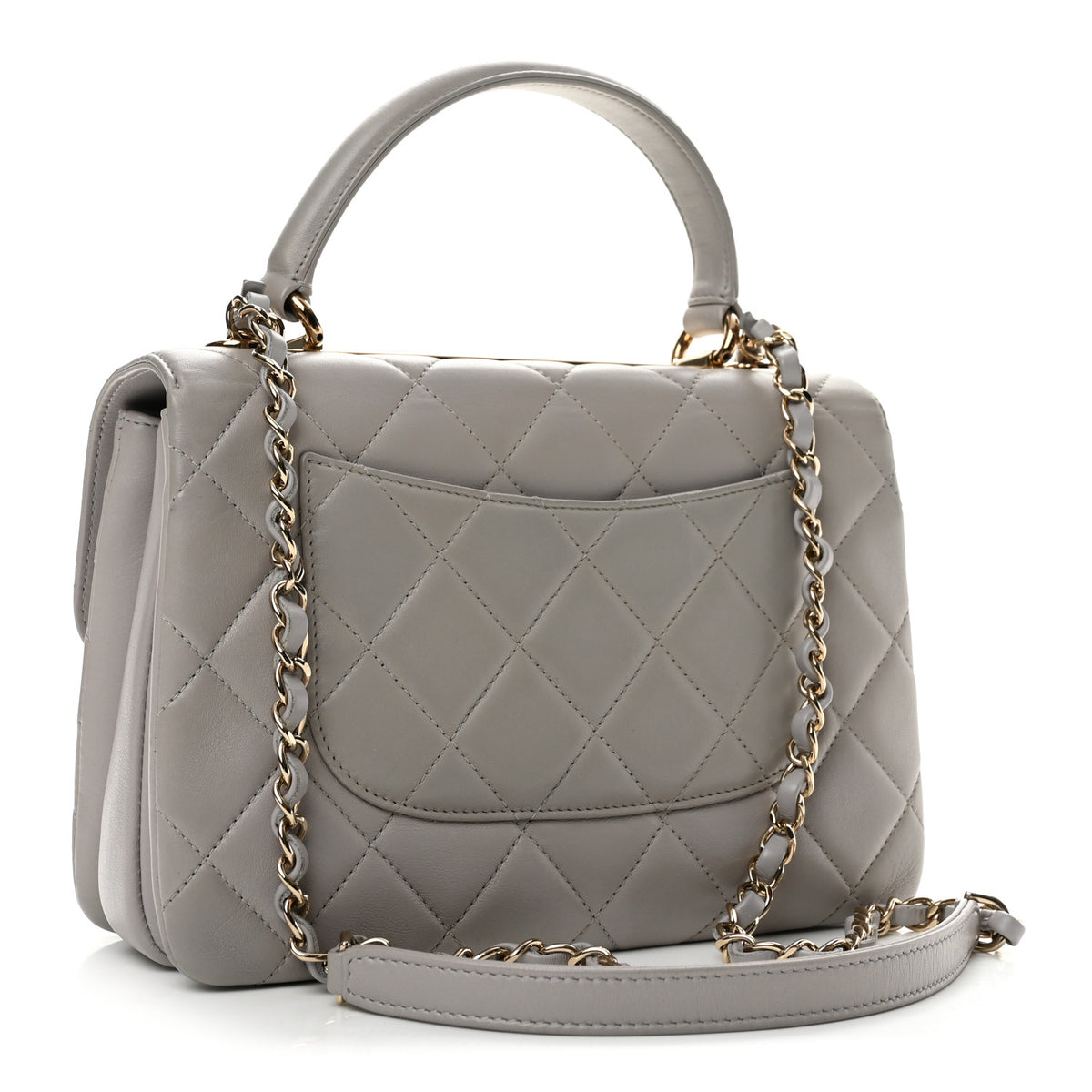 Lambskin Quilted Small Trendy CC Flap Dual Handle Bag Light Grey