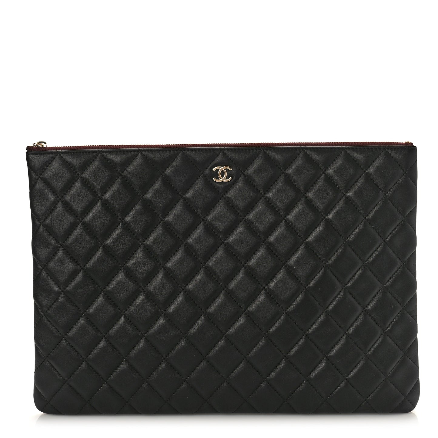 Lambskin Quilted Large Cosmetic Case Black