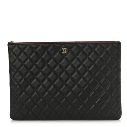 Chanel Lambskin Quilted Large Cosmetic Case Black 1 of 9
