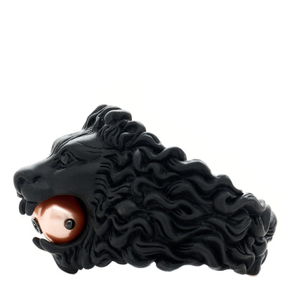 Gucci Metal Pearl Lion Head Cuff Bracelet Black 2 of 4
