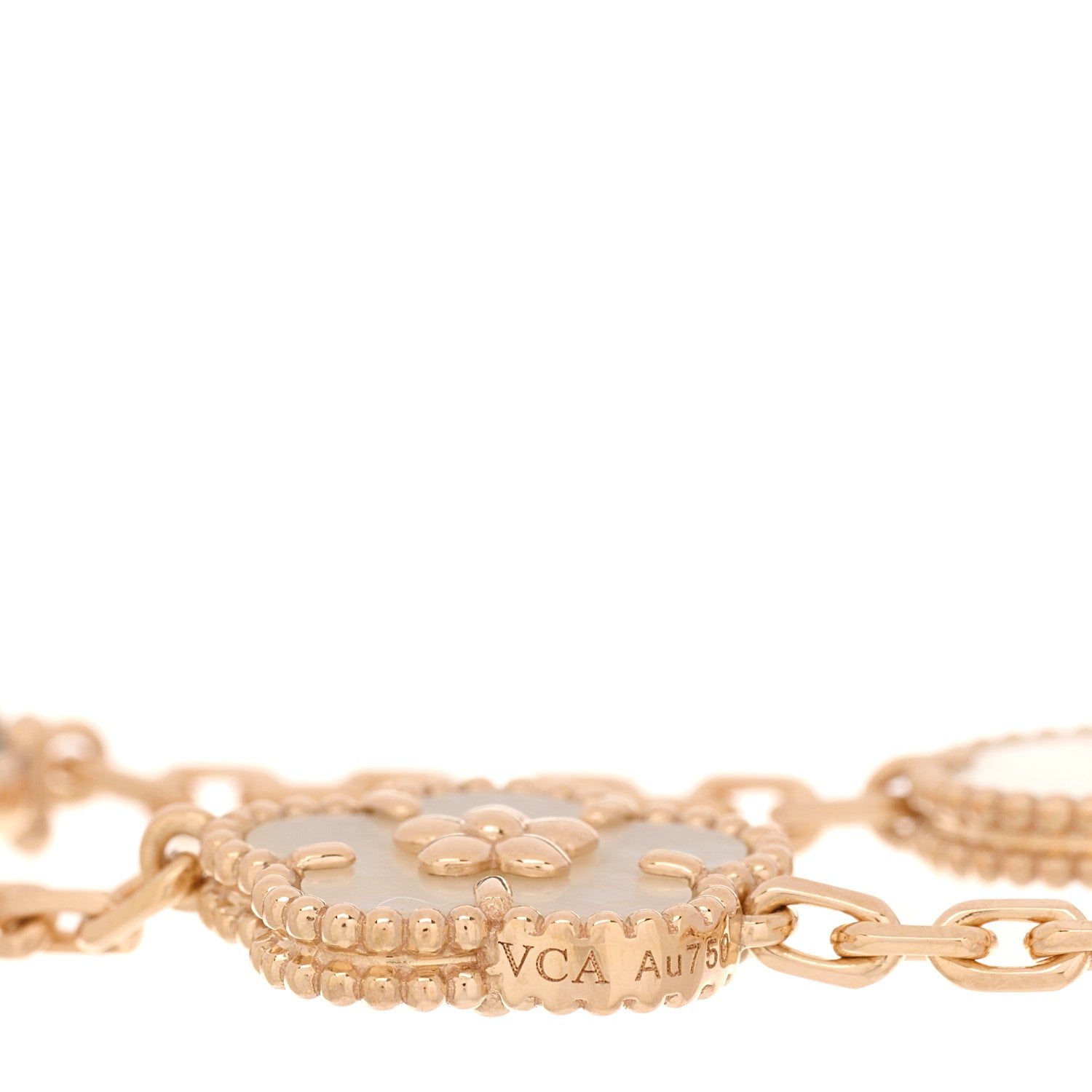 Van Cleef & Arpels 18K Rose Gold Carnelian Mother of Pearl Onyx 5 Motifs Lucky Spring Bracelet 3 of 4