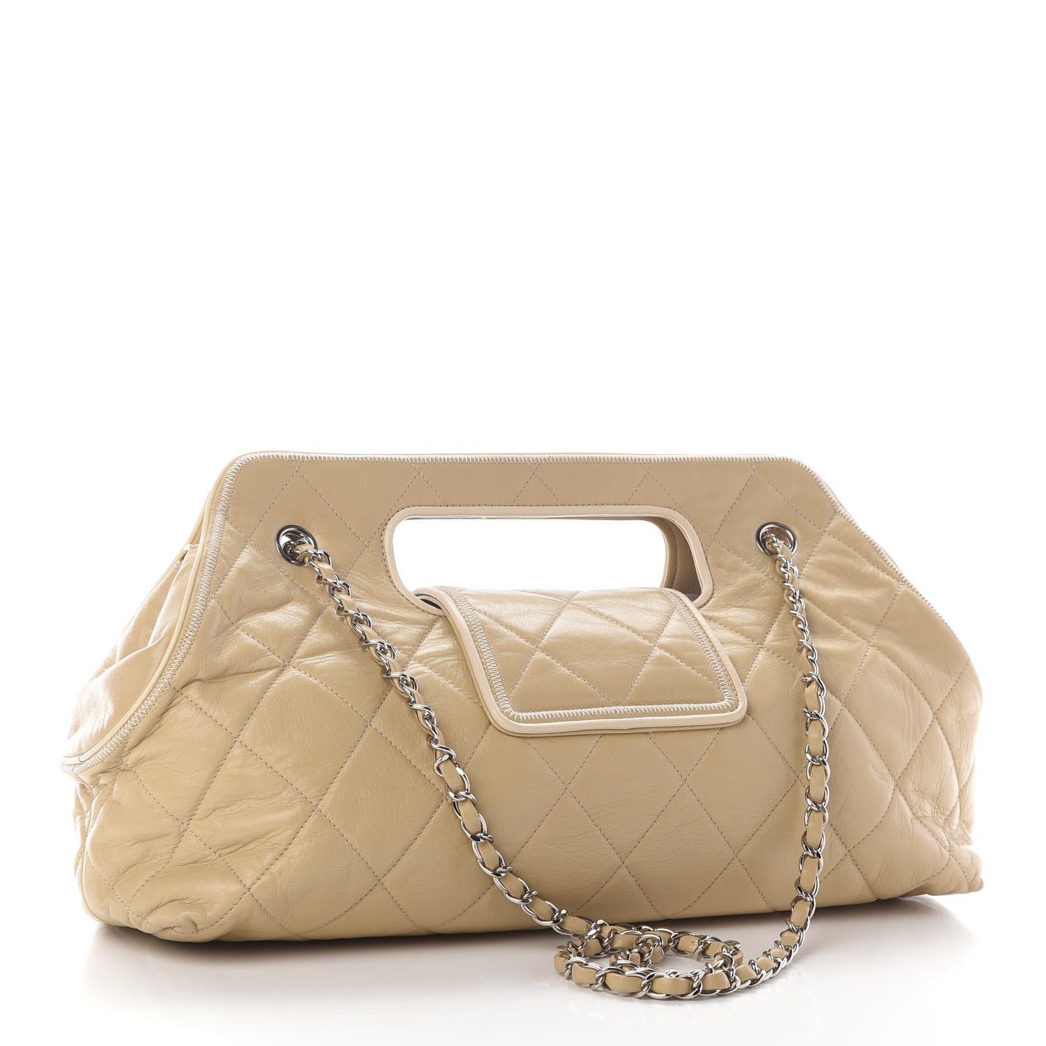 Chanel Lambskin Quilted East West Accordion Flap Beige 2 of 9