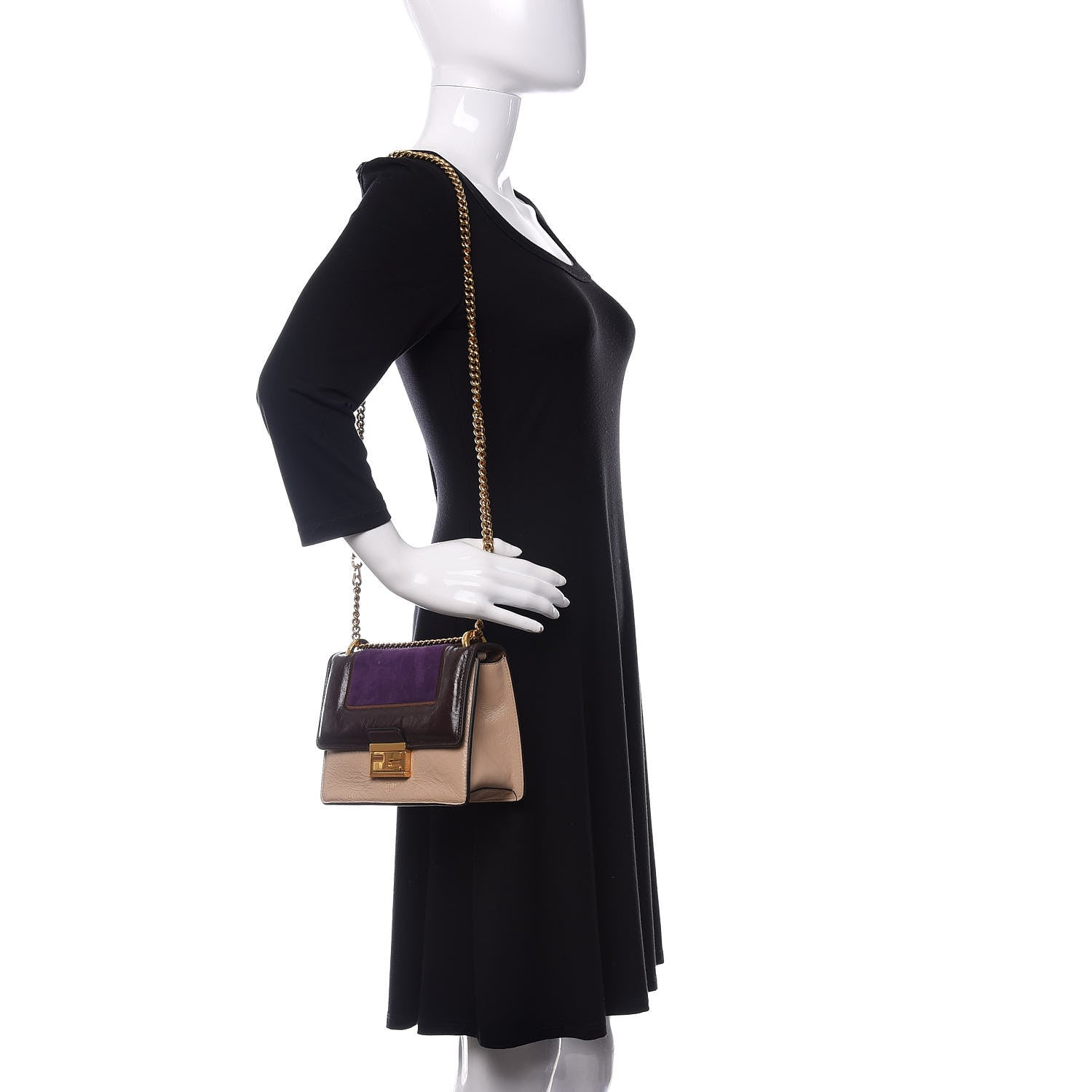 Fendi Agnello Old Shine Chamois Embossed Small Kan U Shoulder Bag Amido Viola Plus Multicolor 2 of 11