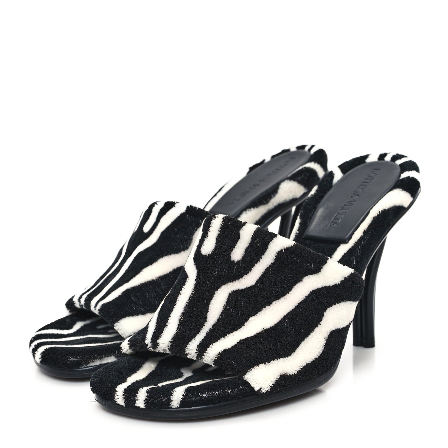 Microfiber Stretch Pose Mule Sandals 37 White Zebra