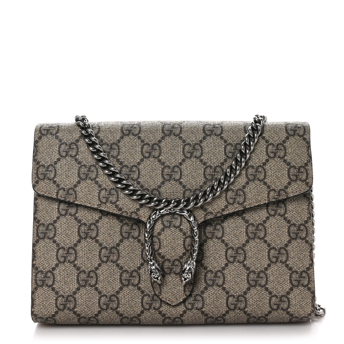 GG Supreme Monogram Mini Dionysus Chain Wallet Beige Vulcanic Red