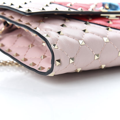 Valentino Garavani Nappa Rockstud Spike Heart Wallet on Chain Poudre 8 of 10