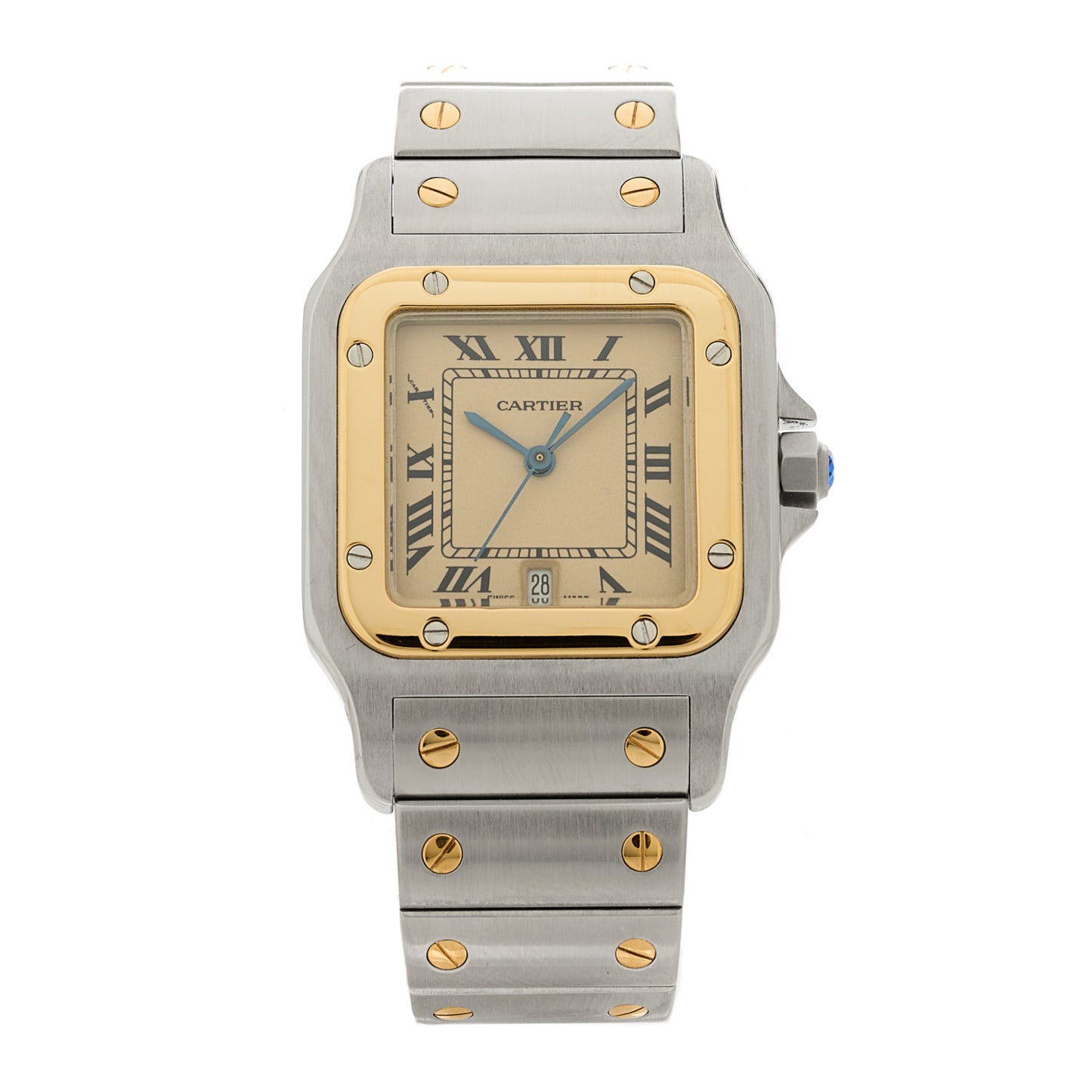 Stainless Steel 18K Yellow Gold 29mm Santos De Cartier Galbee Quartz Watch