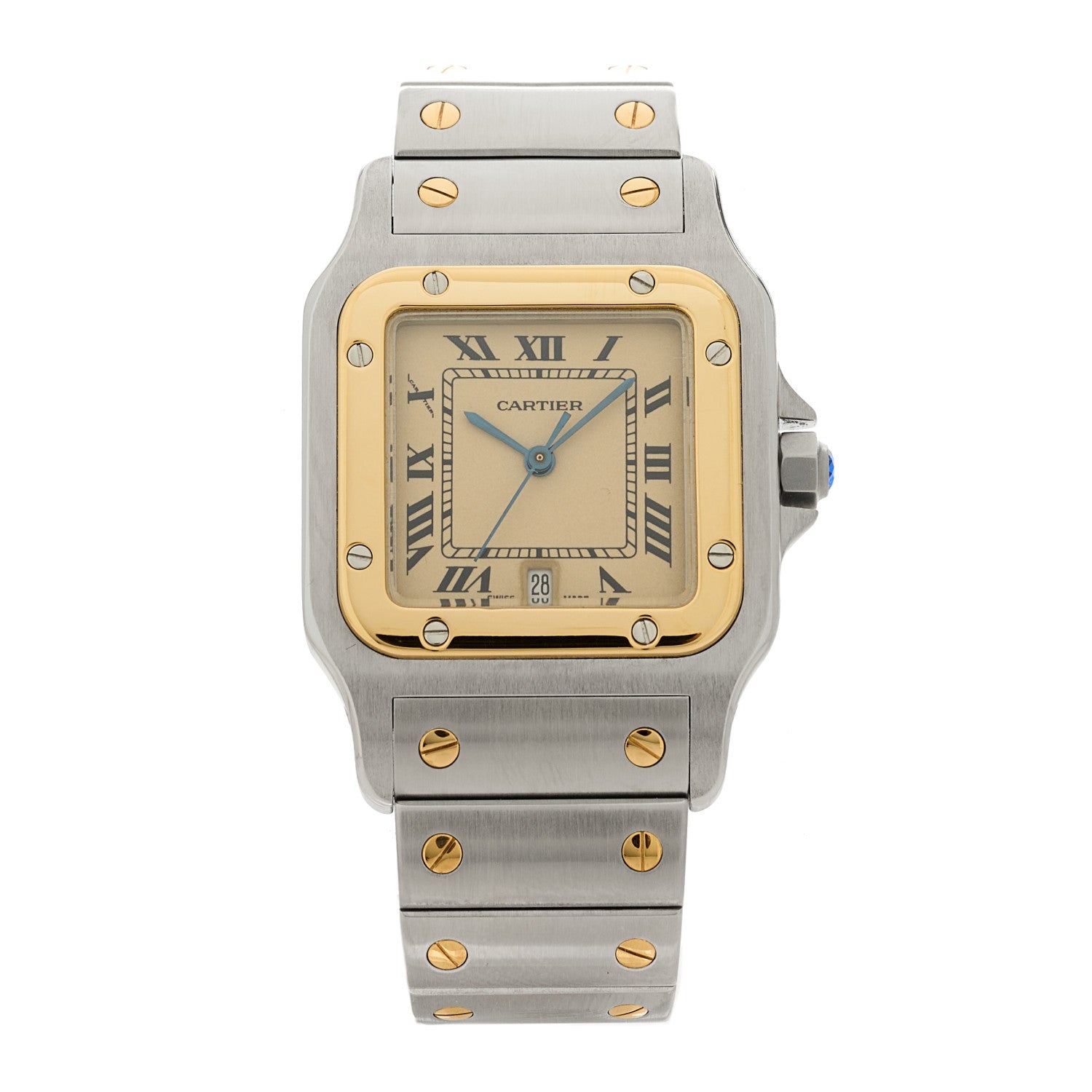 Cartier Stainless Steel 18K Yellow Gold 29mm Santos De Cartier Galbee Quartz Watch 1 of 4