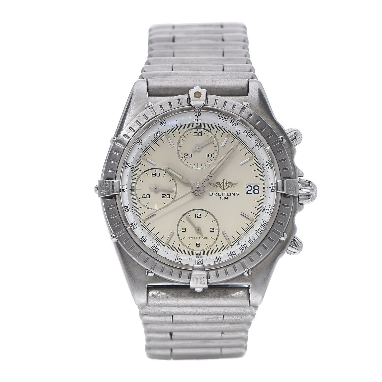 Stainless Steel 39mm Chronomat Bullet Link Automatic Watch Beige A13048