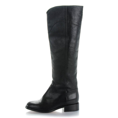 Chanel Calfskin Ascot Riding Boots 35.5 Black 1 of 8