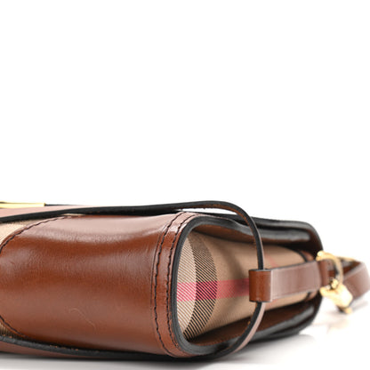 Burberry House Check Bridle Calfskin Small Abbott Crossbody Bag Tan 9 of 13