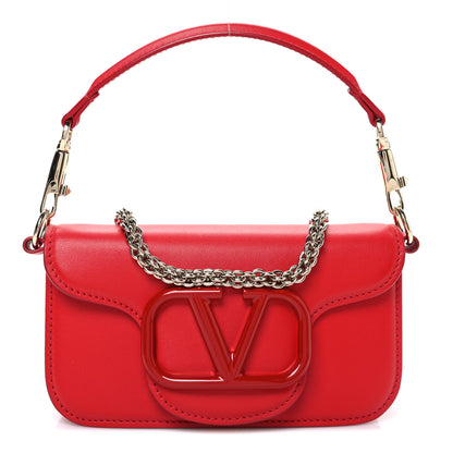 Valentino Garavani Calfskin Enamel Vlogo Small Loco Shoulder Bag Rouge Pur 1 of 10