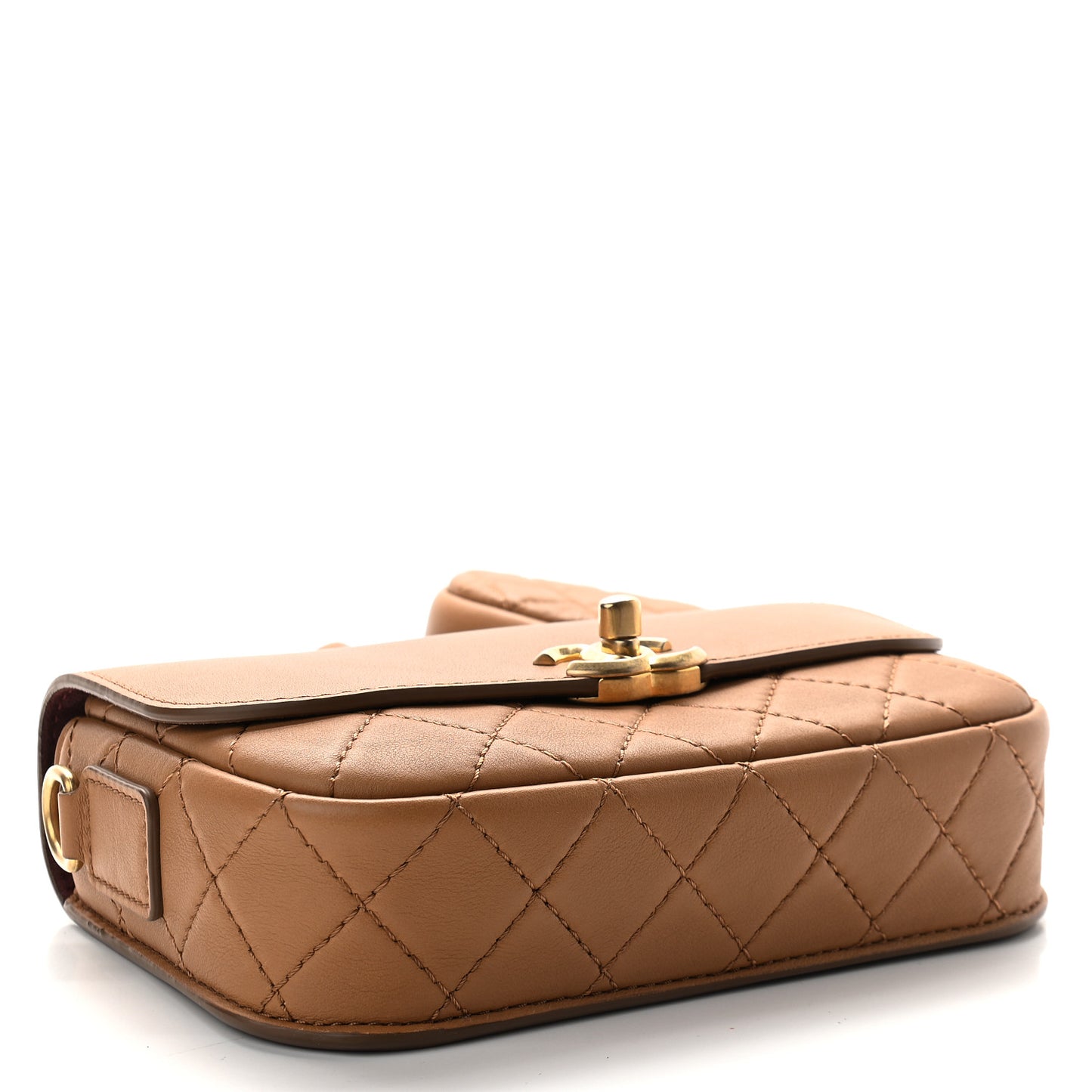 Calfskin Quilted Multi Pouching Flap And Coin Purse Beige